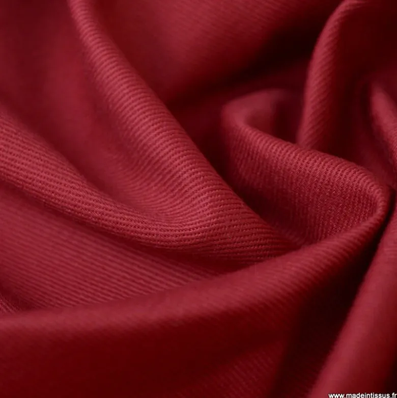 Tissu sergé coton lourd bordeaux 300gr/m²