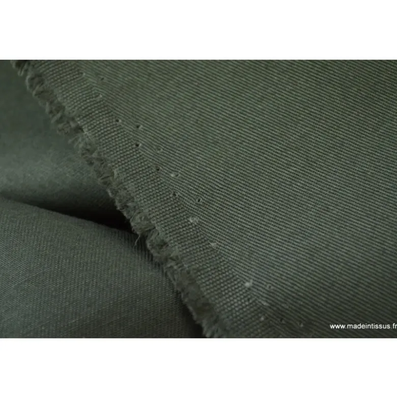 Tissu sergé coton mi-lourd kaki 260gr/m²