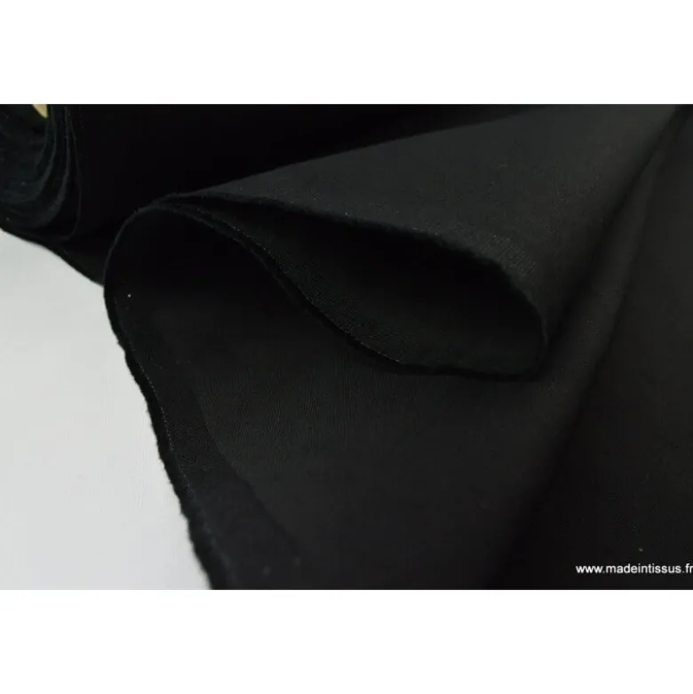 Tissu sergé coton mi-lourd noir 260gr/m²