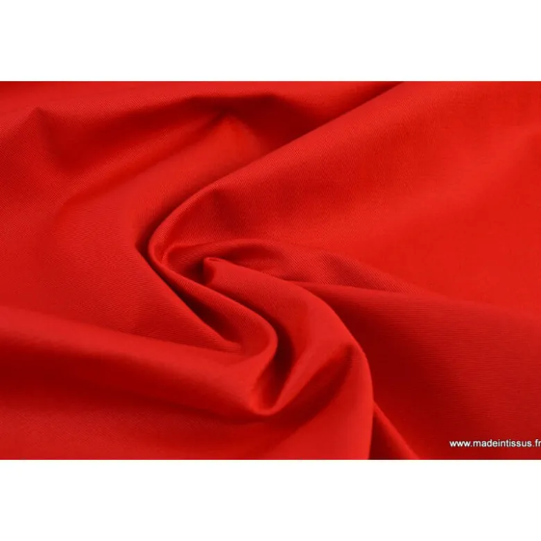 Tissu sergé coton mi-lourd rouge260gr/m²