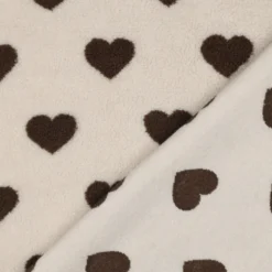 Tissu Sherpa lourde motif coeurs chocolat - OEKO TEX