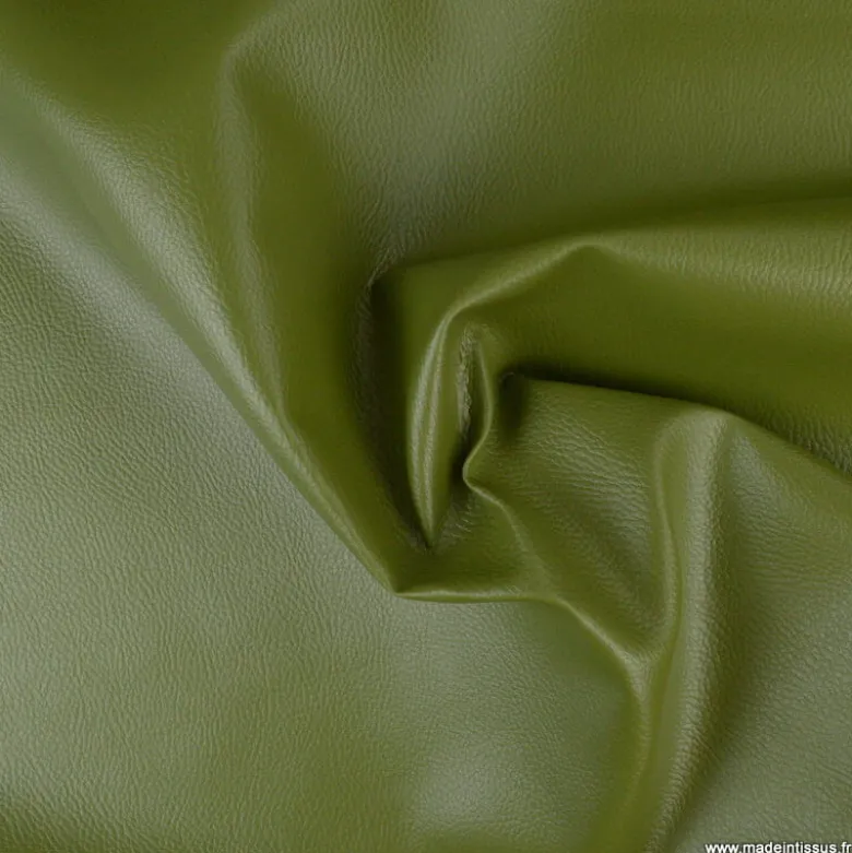Tissu Simili cuir ameublement rigide Kaki
