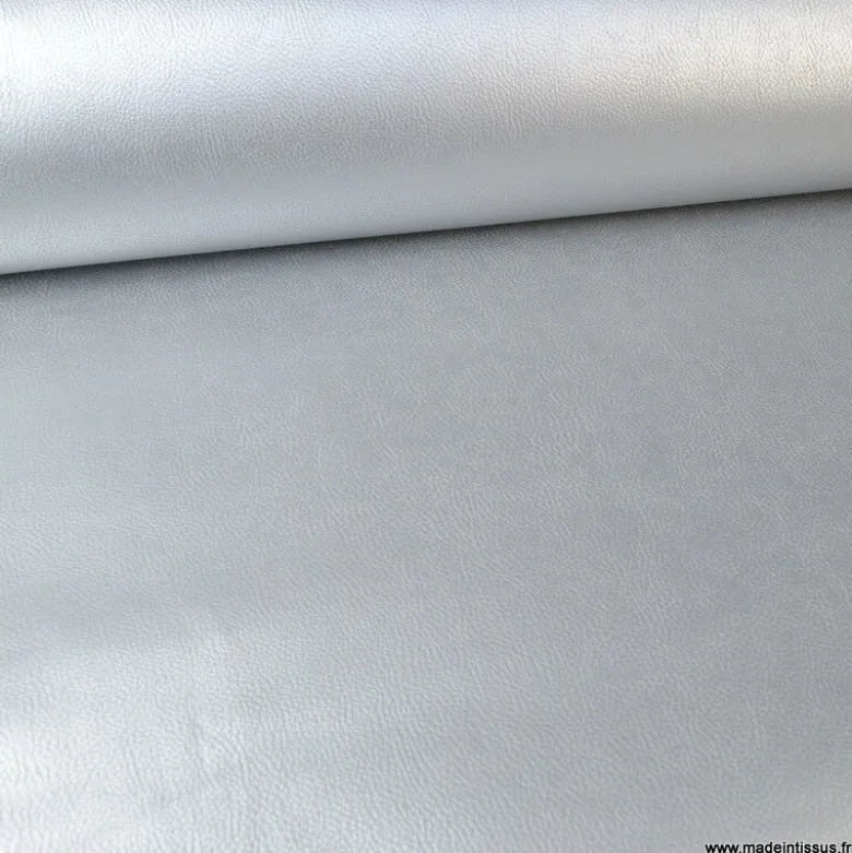 Tissu Simili cuir ameublement rigide Argent