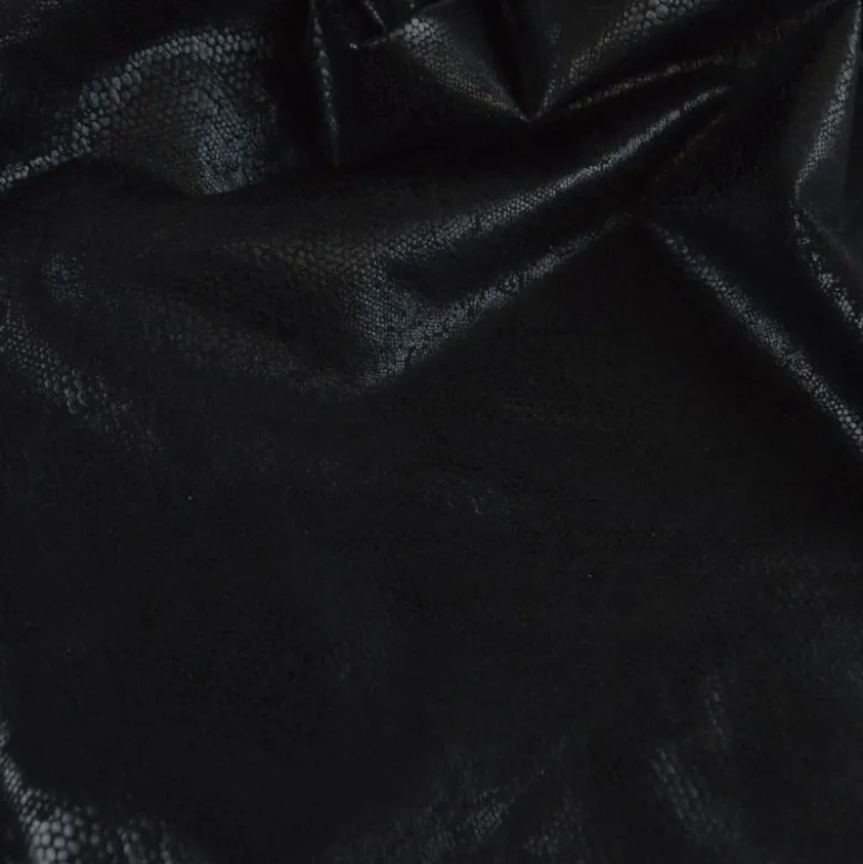 Tissu simili cuir extensible aspect peu de serpent noir