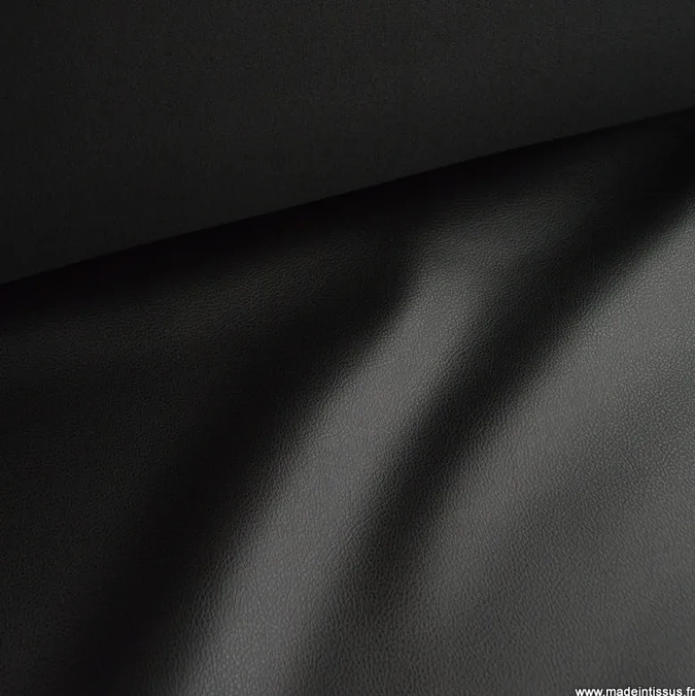 Tissu simili cuir non feu, sellerie automobile noir