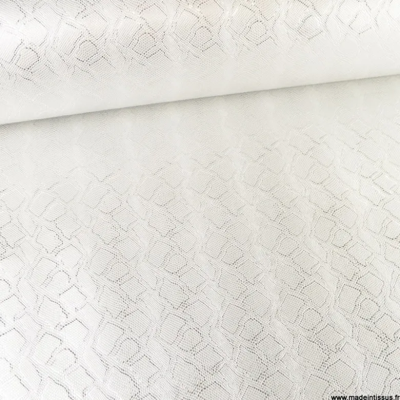 Tissu Simili cuir peau de serpent Argent