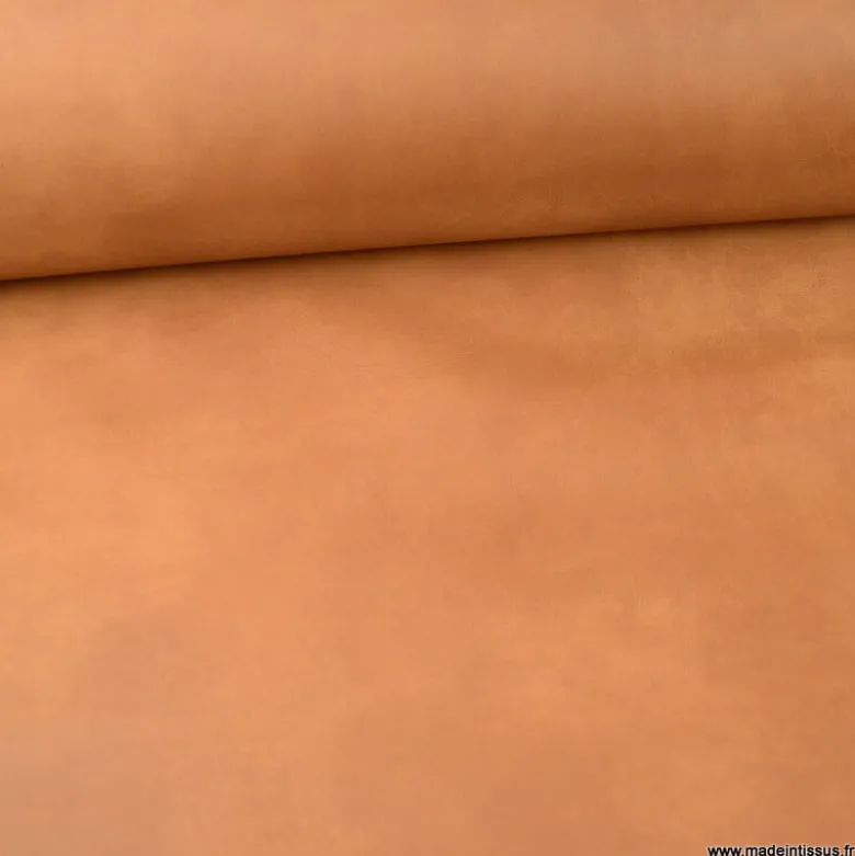 Tissu simili cuir vieilli coloris Fauve