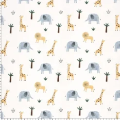 Tissu Softshell motifs animaux de la jungle fond blanc cassé