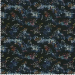 Tissu Softshell motifs dinosaures fond noir