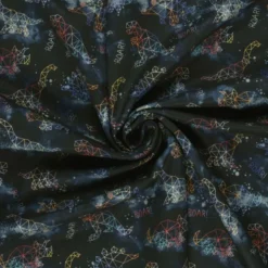 Tissu Softshell motifs dinosaures fond noir
