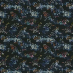 Tissu Softshell motifs dinosaures fond noir