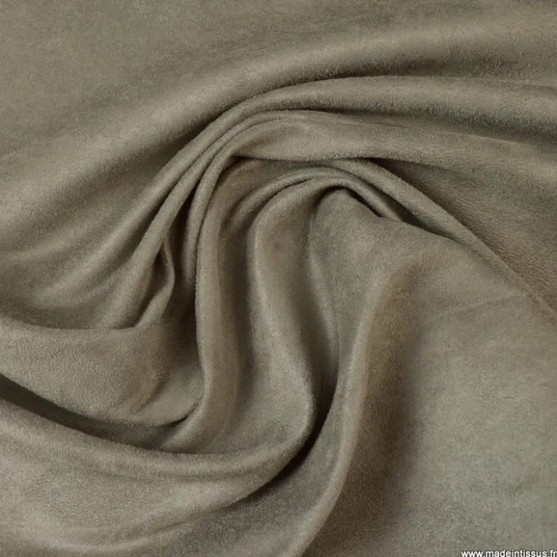 Tissu suédine ameublement habillement gris