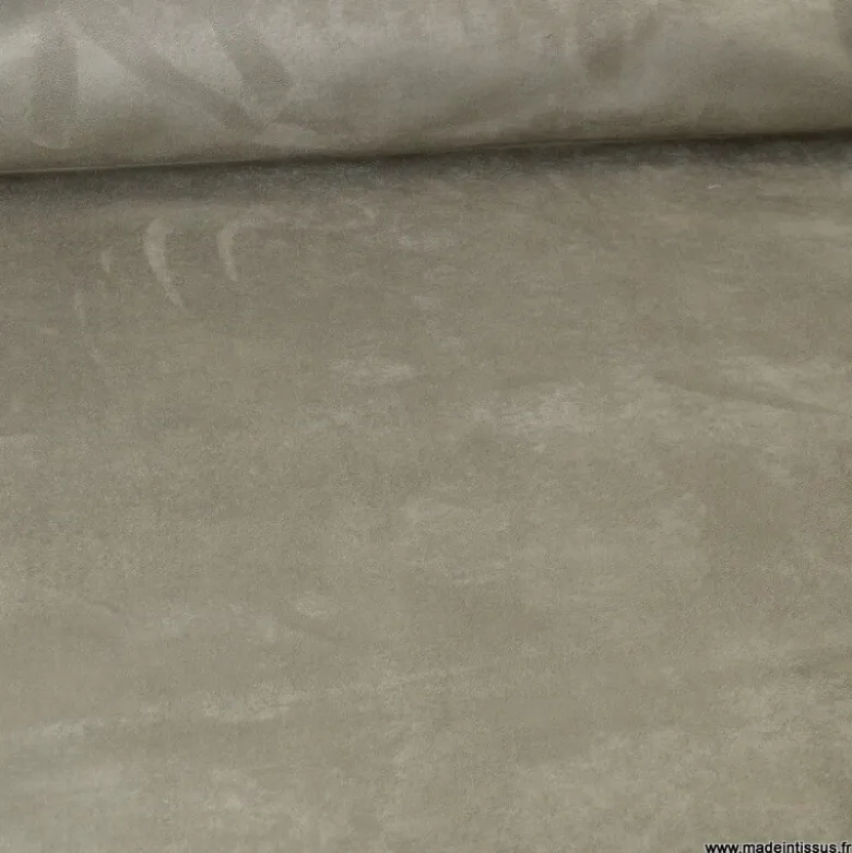 Tissu suédine ameublement habillement gris