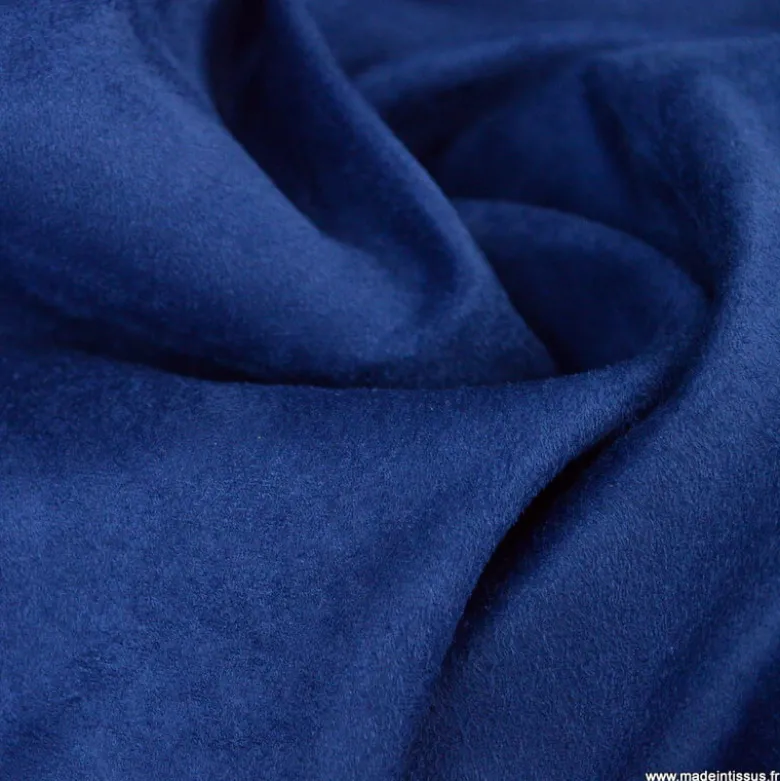 Tissu suédine ameublement habillement bleu