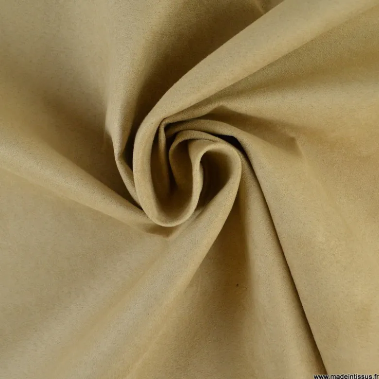 Tissu suédine beige foncé pour siège automobile et ameublement