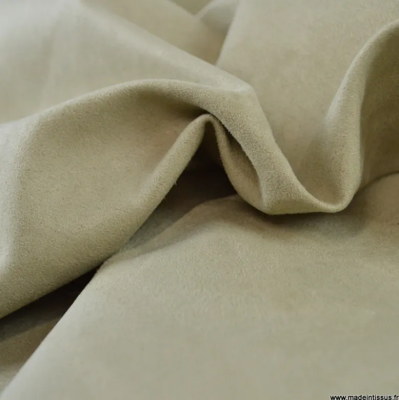 Tissu suédine écru foncé pour siège automobile et ameublement