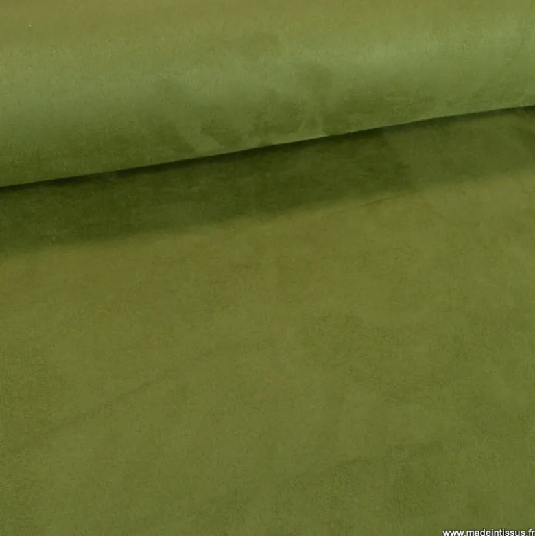 Tissu suedine ameublement habillement kaki