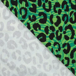 Tissu Sweat French Terry léopard fond Vert
