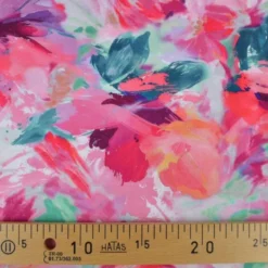 Tissu Sweat French Terry – Motif Fleurs Fuchsia Abstraites - Poppy