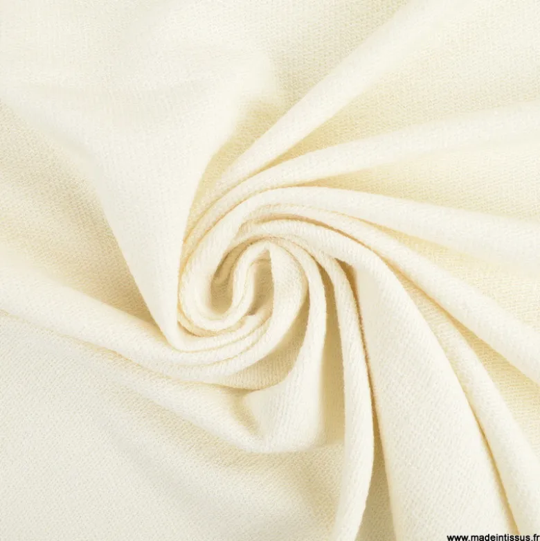 Tissu sweat French terry uni écru - OEKO TEX