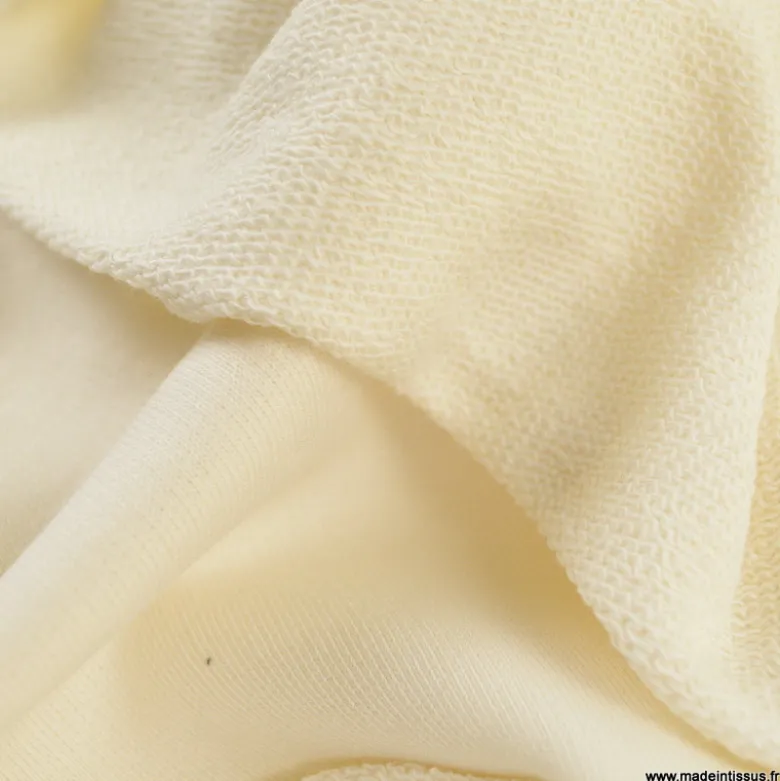 Tissu sweat French terry uni écru - OEKO TEX