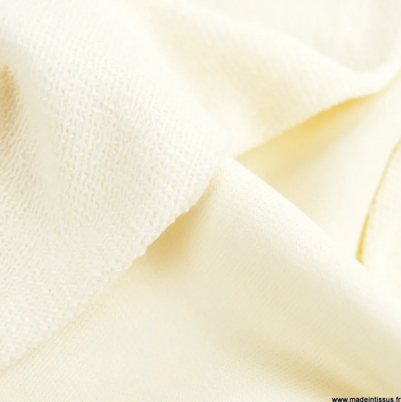 Tissu sweat French terry uni écru - OEKO TEX