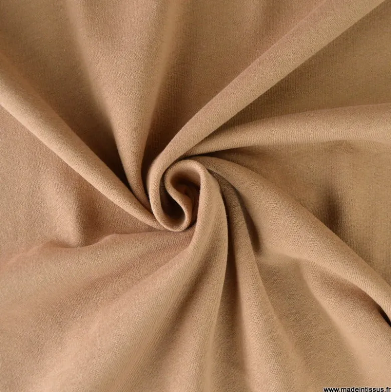 Tissu sweat molleton américain Camel - Largeur 190 cm