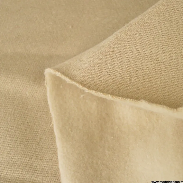 Tissu sweat molleton américain Sable - Largeur 190 cm
