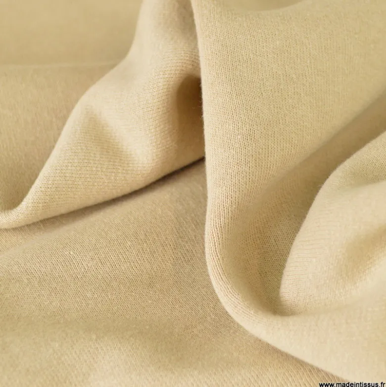 Tissu sweat molleton américain Sable - Largeur 190 cm