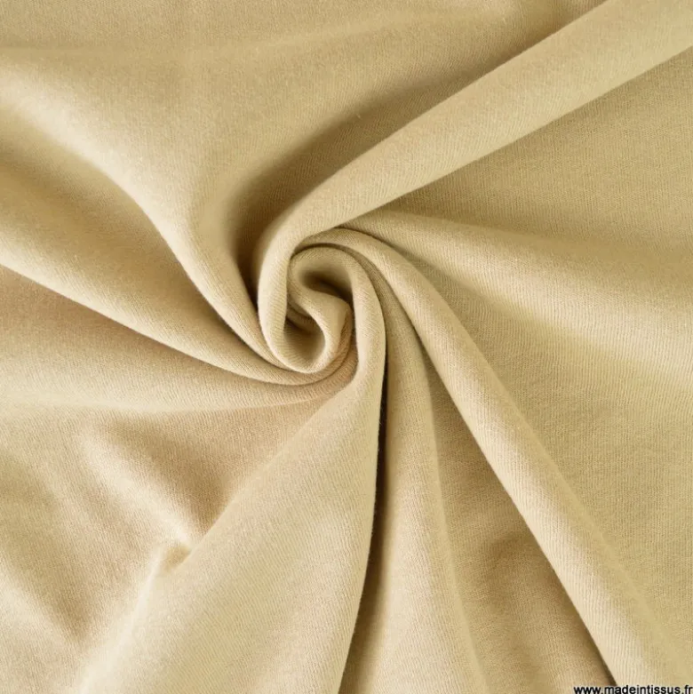 Tissu sweat molleton américain Sable - Largeur 190 cm