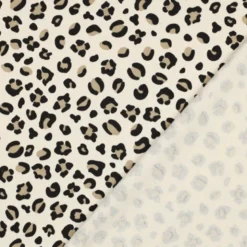 Tissu Sweat molleton motifs Léopard fond milk - Poppy