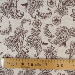 Tissu Sweat Poppy - Motif Paisley marron fond écru