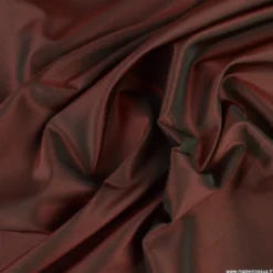 Tissu Taffetas changeant polyester noir bordeaux