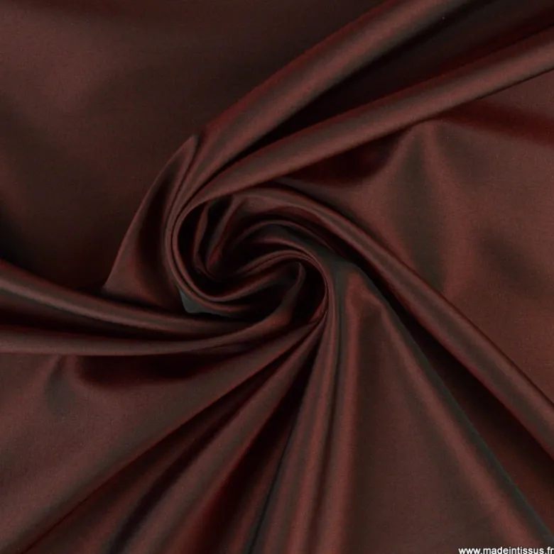 Tissu Taffetas changeant polyester noir bordeaux