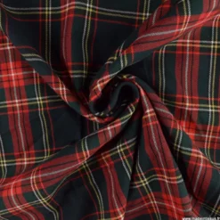 Tissu Tartan écossais bleu marine et rouge