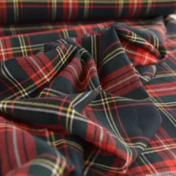 Tissu Tartan écossais bleu marine et rouge