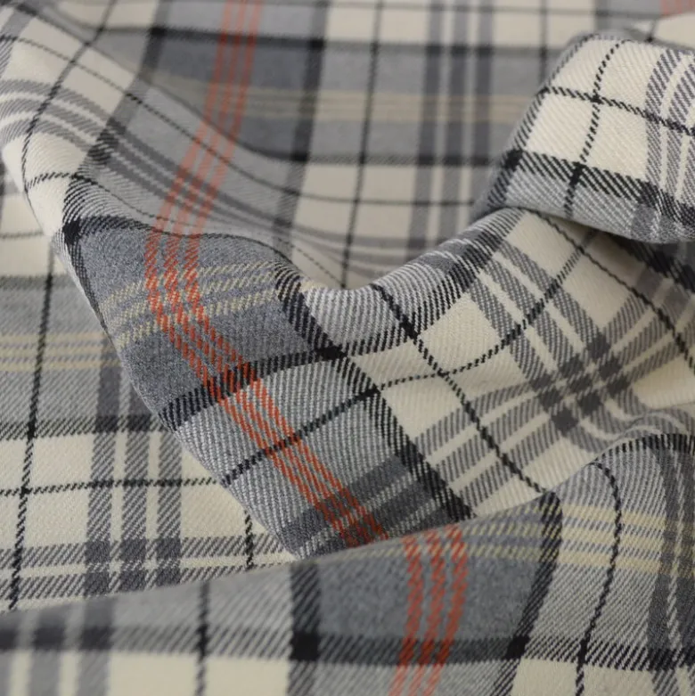 Tissu Tartan Gris et écru