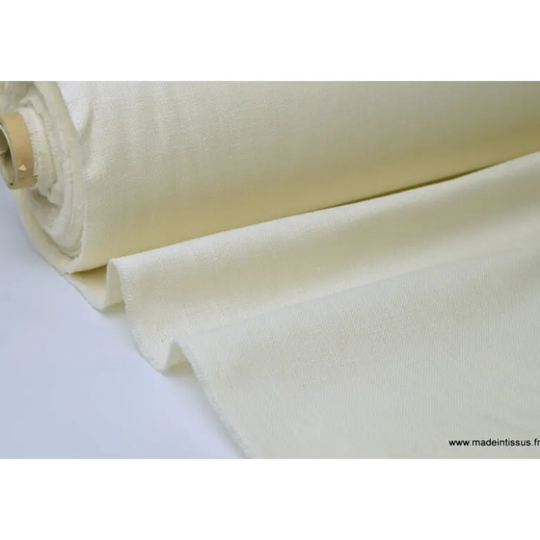 Tissu toile aspect lin écru Téflon