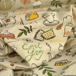 Tissu toile aspect lin Herbal tea party fond lin - OEKO TEX