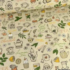 Tissu toile aspect lin Herbal tea party fond lin - OEKO TEX