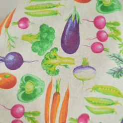 Tissu toile aspect lin Jardinière – Motif légumes