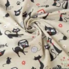 Tissu toile aspect lin motifs Chats et pelotes de laine - OEKO TEX