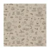 Tissu toile aspect lin motifs cupcake, café, cuisine - OEKO TEX