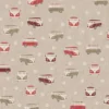Tissu toile aspect lin motifs Vans et combis rouge Volkswagen - OEKO TEX
