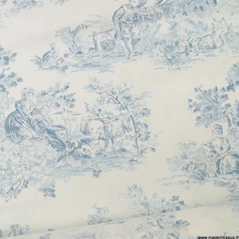 Tissu Toile de Jouy Manon Bleu