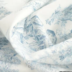 Tissu Toile de Jouy Manon Bleu
