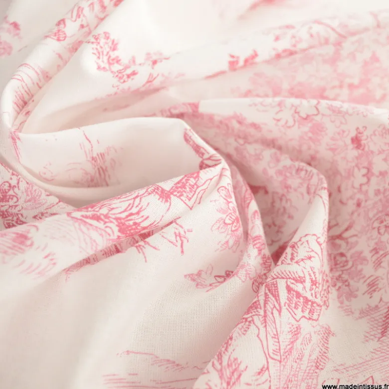 Tissu Toile de Jouy Manon Rouge