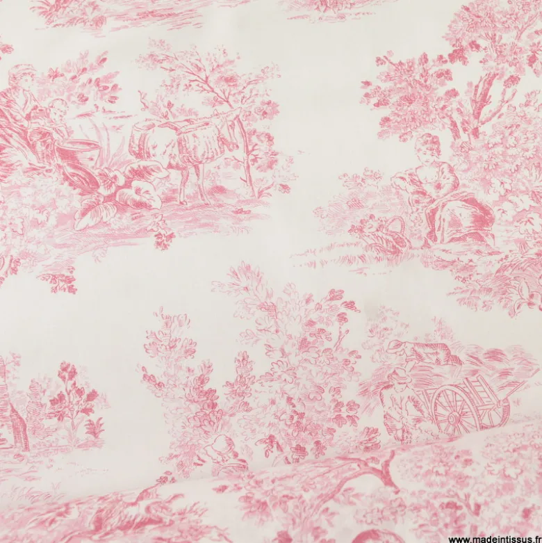 Tissu Toile de Jouy Manon Rouge