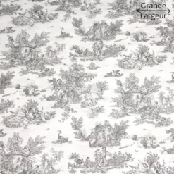 Tissu Toile de Jouy mini pastorale Gris et blanc - Grande Largeur