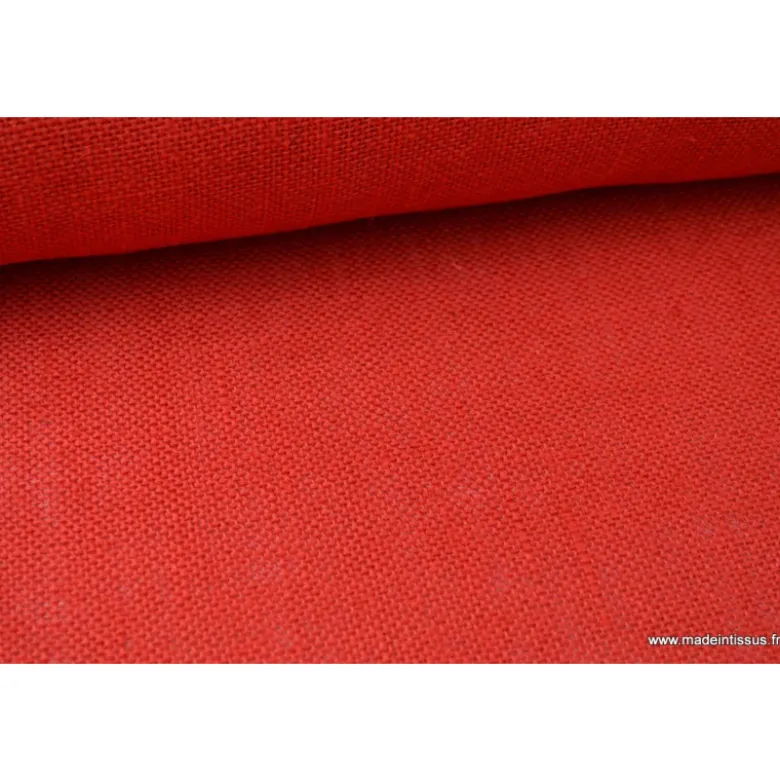 Tissu Toile de Jute Rouge